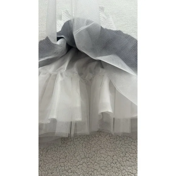 Girl's Blue & White Tulle Dress Fancy Bow Formal Size 5 Sleeveless Flower Party - Picture 6 of 13